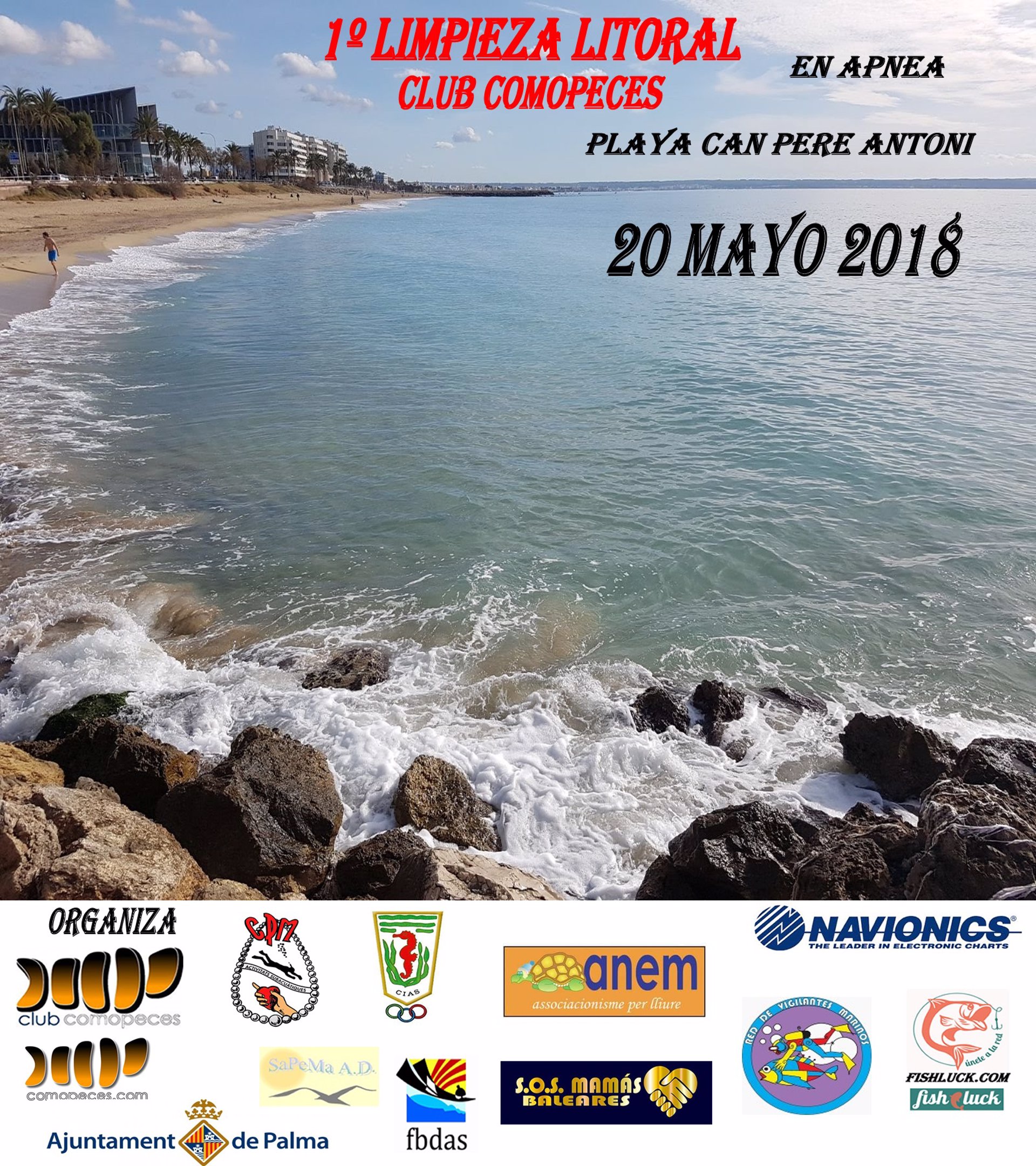 Buceadores en apnea realizarán este domingo una limpieza del fondo marino en la Playa de Can Pere Antoni