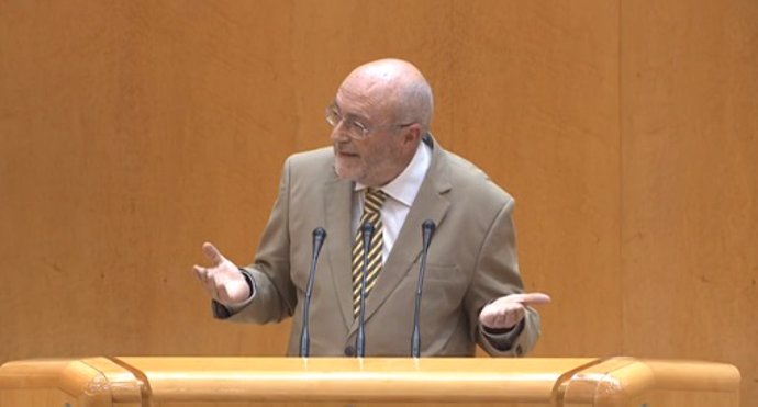 El senador socialista José Caballos durante la defensa de la moción en el Senado