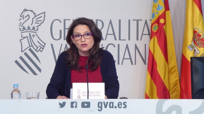 Oltra en la rueda de prensa tras el pleno del Consell