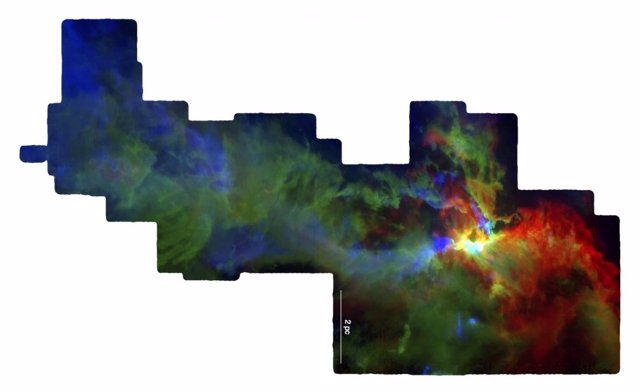 Gas en la región de formación esrtelar de la nube Orion A