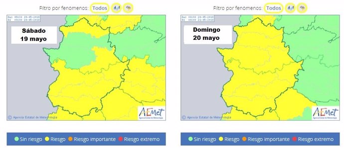 Alerta por tormentas en Extremadura