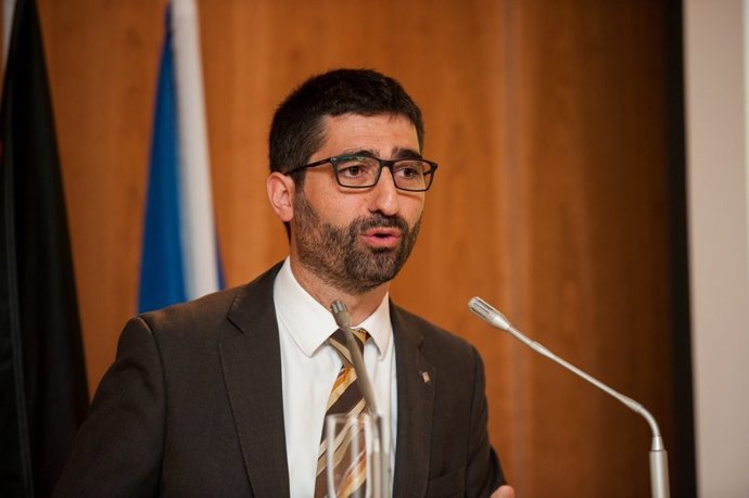 Jordi Puigneró en un acte a Brussel·les el 2015