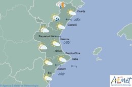 Previsión de Aemet para la Comunitat Valenciana del 20 de mayo de 2018