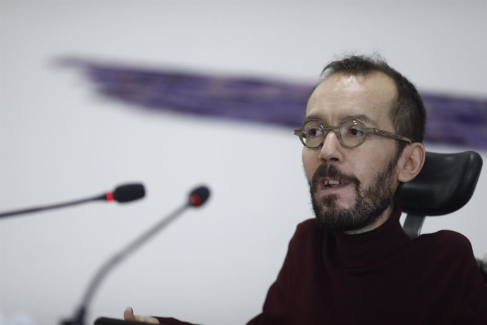 Rueda de prensa de Pablo Echenique en la sede de Podemos