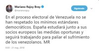 Rajoy, sobre las elecciones en Venezuela: "No se han respetado los mínimos estándares democráticos"