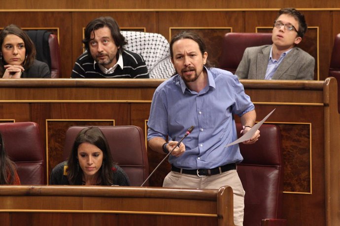 Pablo Iglesias, líder de Podemos, en la sesión de control