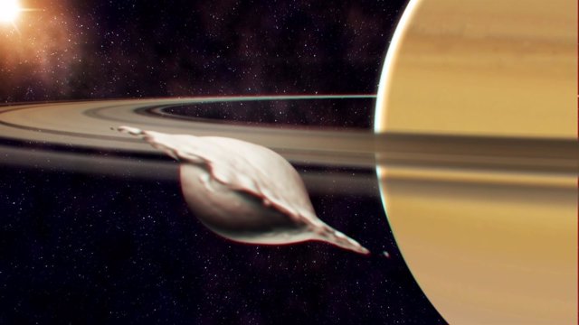 Formación de Atlas, una de las lunas más pequeñas de Saturno
