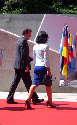 Rajoy acompañado por Ana Botín. Salamanca 22/5/2018          