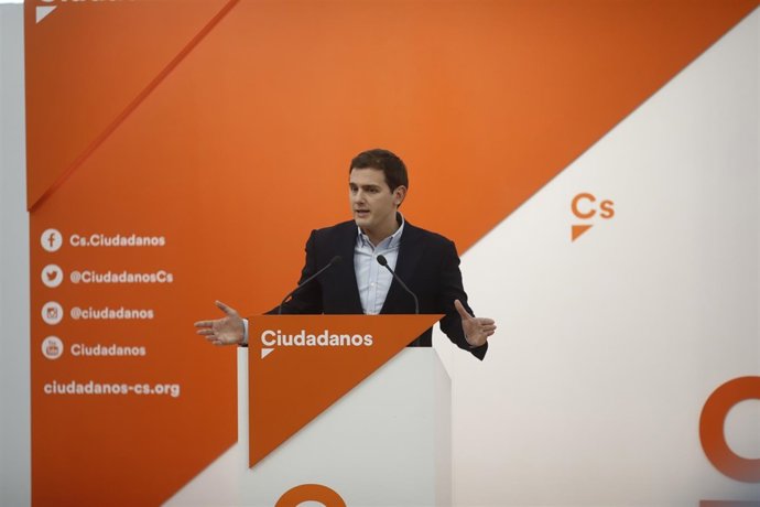 Rueda de prensa del líder de Ciudadanos, Albert Rivera, en la sede del partido
