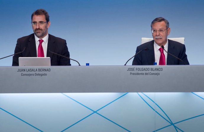 El consejero delegado de REE, Juan Lasala, y el presidente, José Folgado