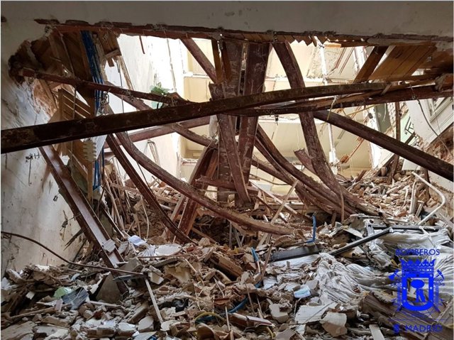 Edificio en obras derrumbado en Madrid