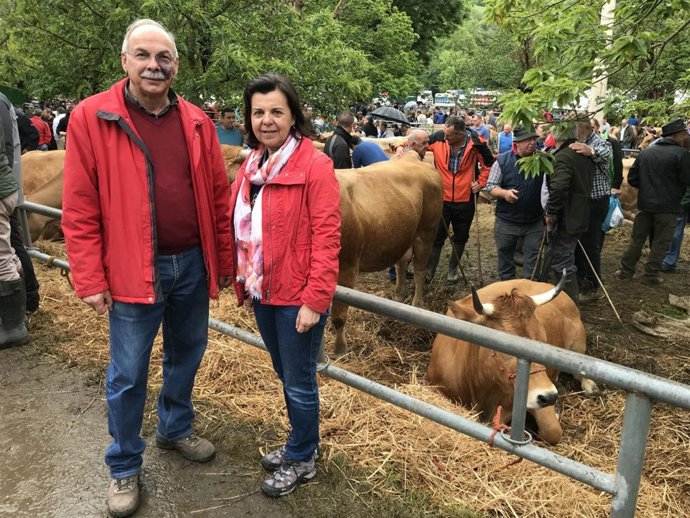 María Jesús Álvarez en la feria ganadera de Corao