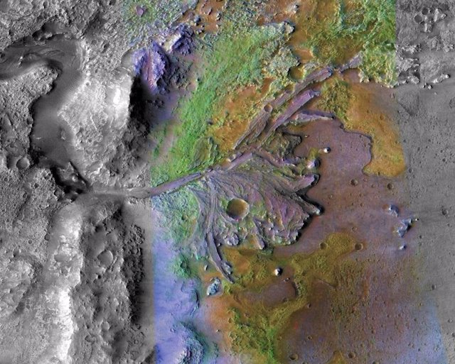 Cráter Jezero, antiguo delta en Marte