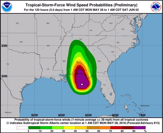 La tormenta 'Alberto' antes de tocar tierra en Florida (EEUU)