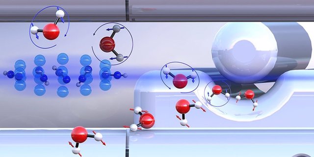 Ilustración de las dos formas de las moléculas de agua