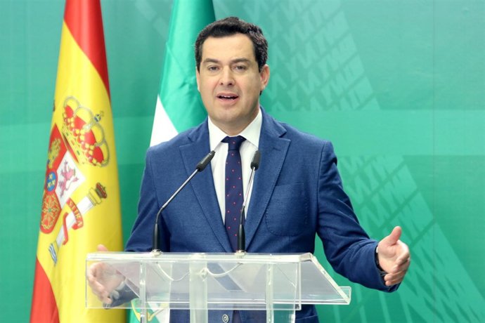 El presidente del PP-A, Juanma Moreno, durante la intervención