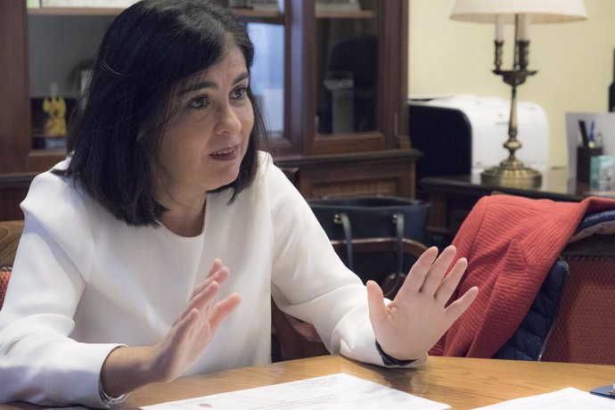 La presidenta del Parlamento de Canarias, Carolina Darias, durante la entrevista