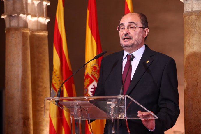 El presidente del Gobierno autonómico, Javier Lambán, en el Día de Aragón.