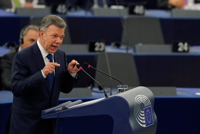 Juan Manuel Santos habla ante el Parlamento Europeo