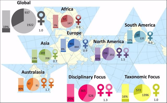 Representación femenina en muestra de sociedades científicas