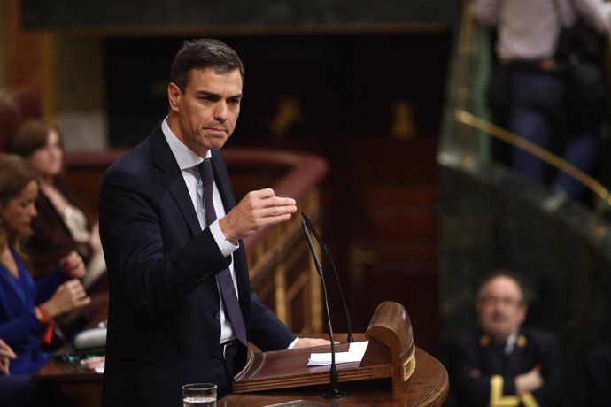 Pedro Sánchez durante el debate de la moción de censura
