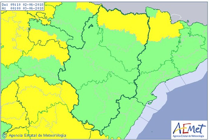 Aviso amarillo lluvia Pirineo.