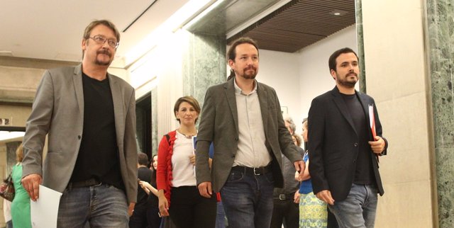 Xavier Domènech, Pablo Iglesias y Alberto Garzón