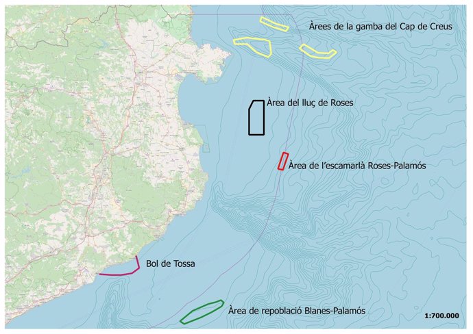 Mapa de cogestión pesquera del litoral de Girona