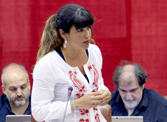Teresa Rodríguez durante la sesión de control en el Parlamento