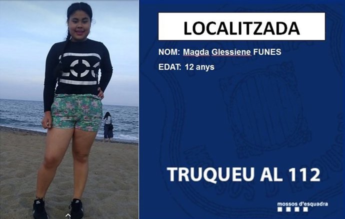 Imagen de la menor que había desaparecido en Santa Coloma de Gramenet