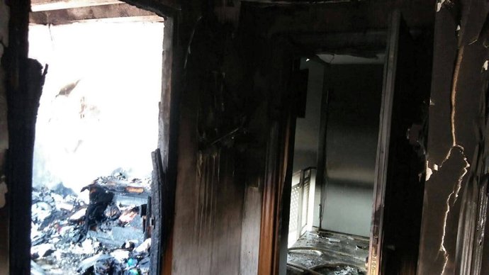 Interior de la vivienda incendiada en Épila (Zaragoza).