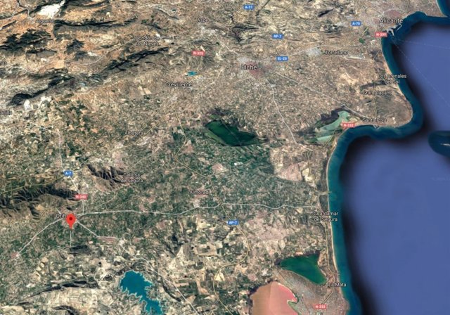 Localización de la pedanía de Arneva, Orihuela (Alicante)