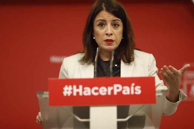 Adriana Lastra, vicesecretaria general del PSOE, en rueda de prensa 