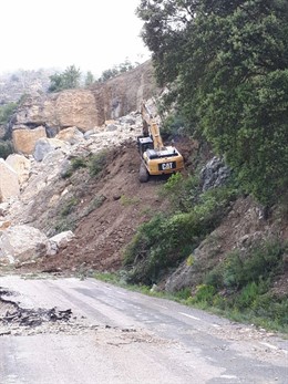 Obras en la carretera de Castell de Mur