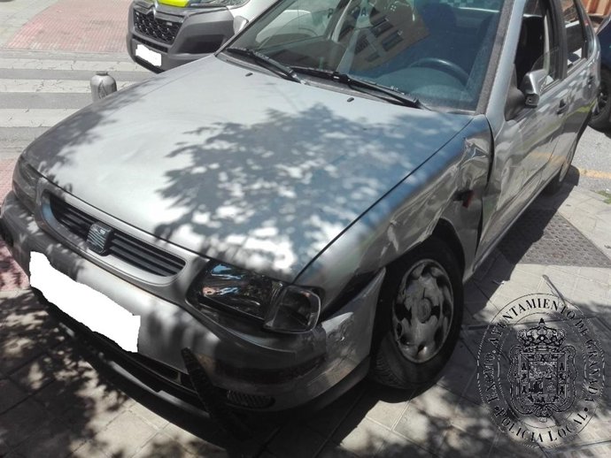 Estado de un coche, tras una colisión frontolateral 