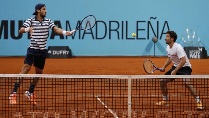 Feliciano López y Marc López en el dobles del Mutua Madrid Open