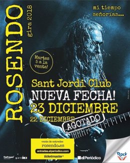 Rosendo dará un segundo concierto en Barcelona el 23 de diciembre