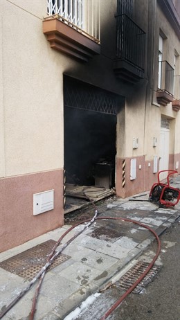 Estado en el que ha quedado el garaje tras el incendio