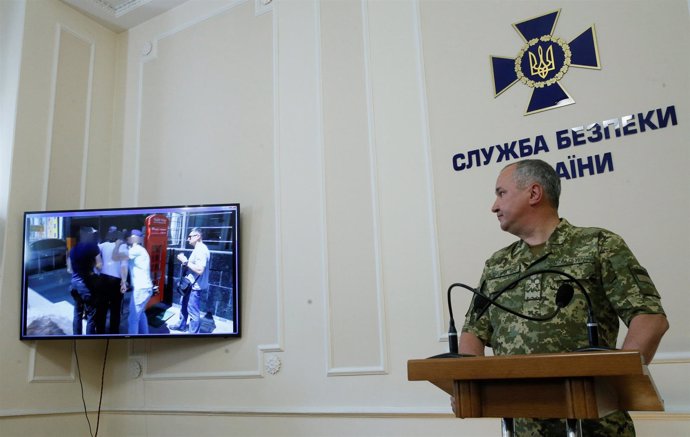 El jefe del SBU, Vasily Gritsak, en una rueda de prensa en Kiev
