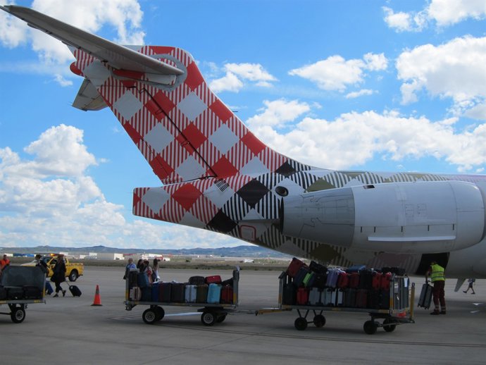 Uno de los aviones que cubre las rutas de Zaragoza con Munich y Venecia