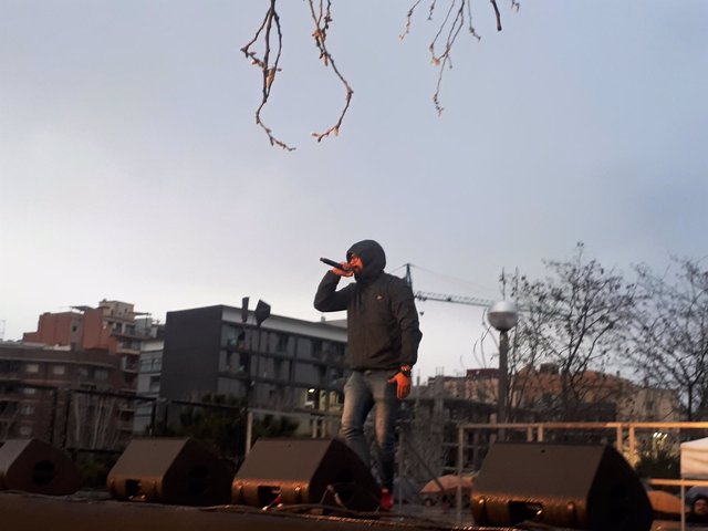 El rapero Valtonyc en la manifestación de Somescola en Barcelona