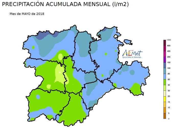 Cuadro descriptivo de la precipitación acumulada en mayo