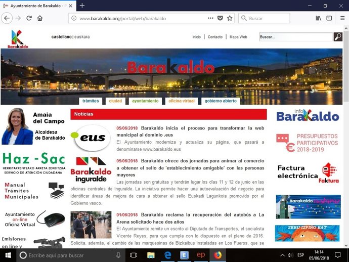 Página web del Ayuntamiento de Barakaldo