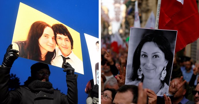 Foto de las protestas con las muertes de  Daphne Caruana y Jan Kuciak