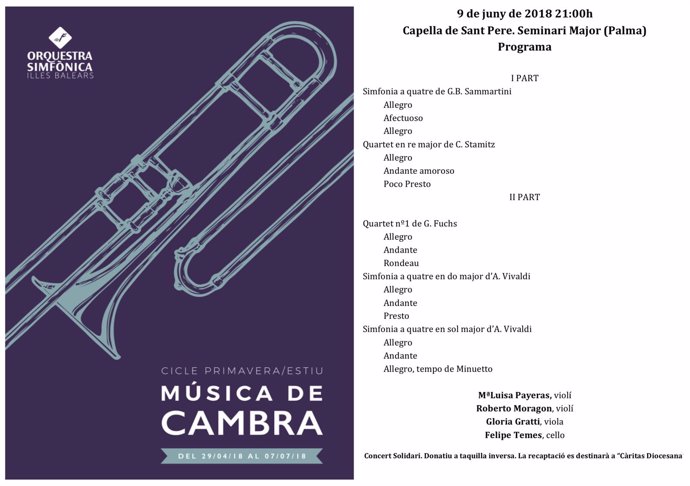 Cartel del sexto concierto de cámara del ciclo de la Sinfónica