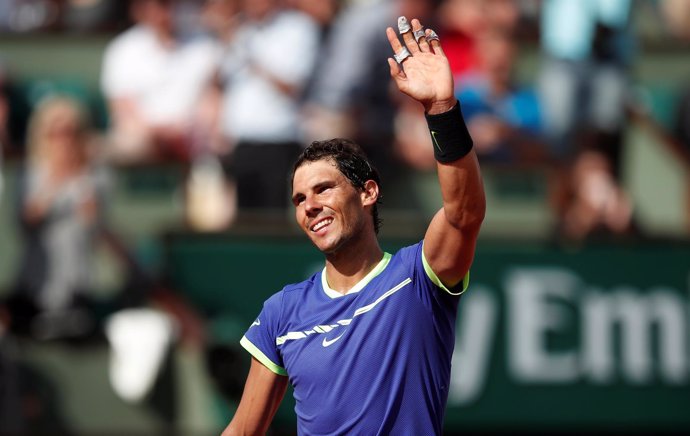 Rafael Nadal celebra una victoria en Roland Garros