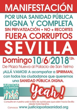 Cartel de la manifestación en Sevilla voncocada por Candel