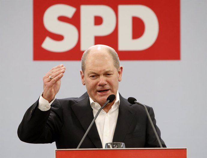 Olaf Scholz, ministro de Finanzas alemán, en un acto del SPD
