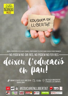 Cartell de la manifestació de la comunitat educativa a Barcelona