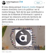 Puigdemont celebra el inicio de À Punt y Bonig pide a Sánchez que "defienda a los valencianos" de sus "provocaciones"